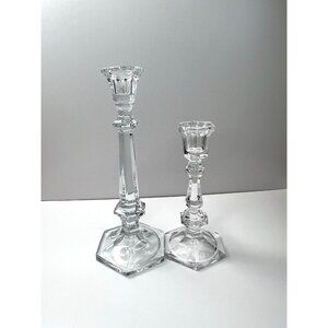 Versailles Crystal Candle Holders Set Of 2 Hexagonal Base 10” & 7.25” Tall
